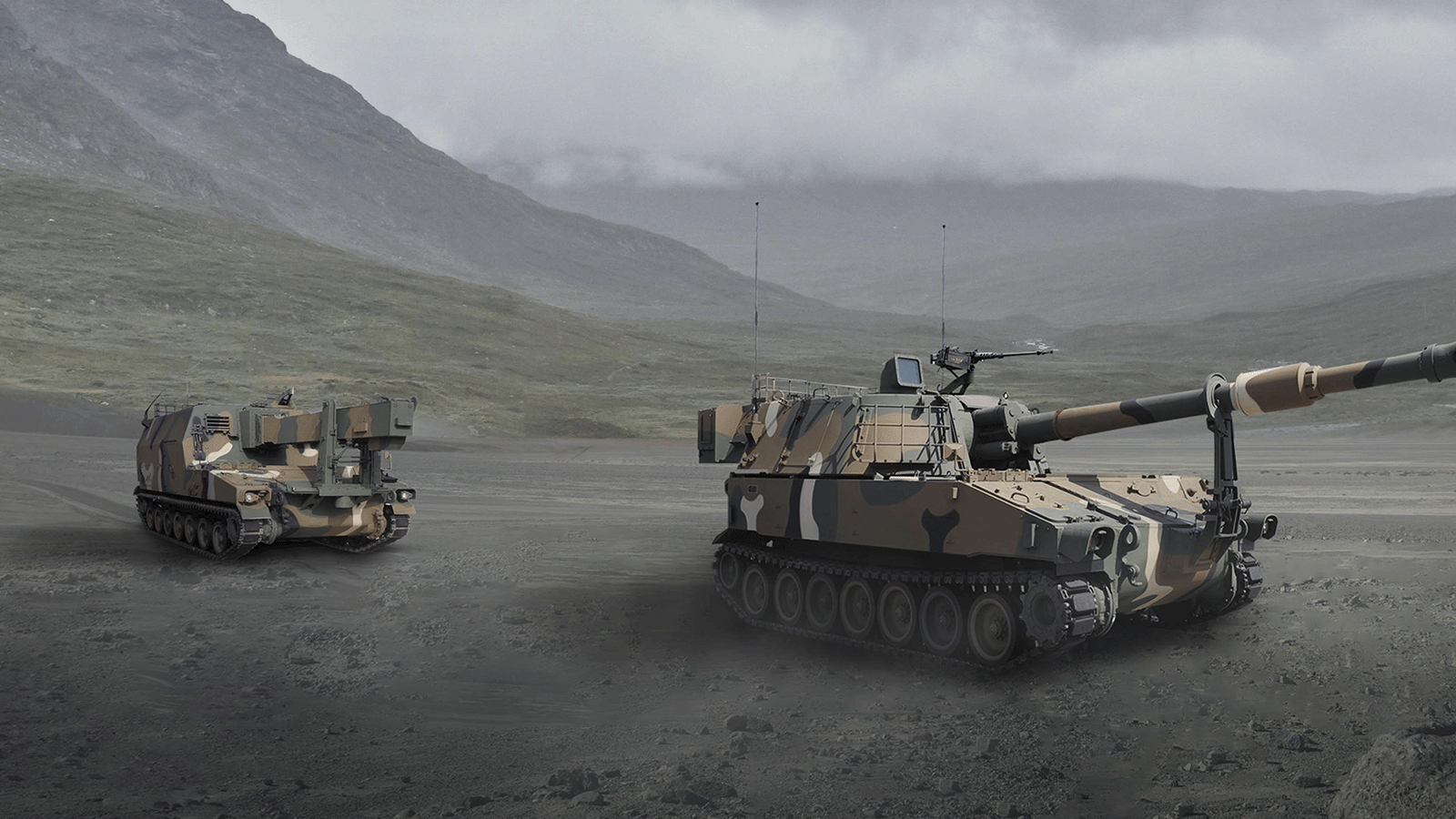 K55A1 self-propelled howitzer & <br/>K56 ammunition transport armored vehicle